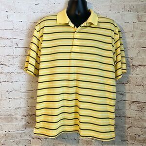 PGA Tour Yellow Striped Golf Polo Shirt Breathable Men’s Size XL